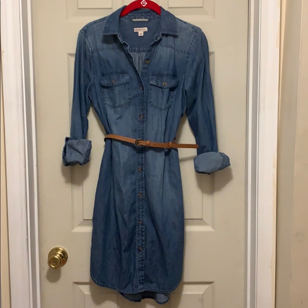 Denim button up dress